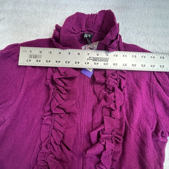 Apt. 9 Womens Ruffled Cardigan Jacket Medium Wool Purple Lightweight New $72 - Picture 6 of 8
